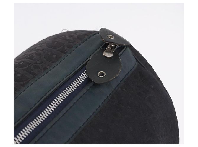 Borsa Boston Christian Dior Trotter Canvas Pelle Navy Silver Auth 192274 Argento Blu navy - vista 10