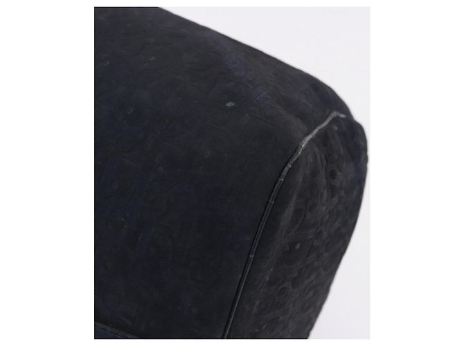 Borsa Boston Christian Dior Trotter Canvas Pelle Navy Silver Auth 192274 Argento Blu navy - vista 14
