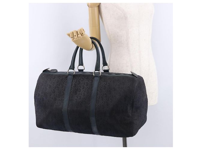 Borsa Boston Christian Dior Trotter Canvas Pelle Navy Silver Auth 192274 Argento Blu navy - vista 20