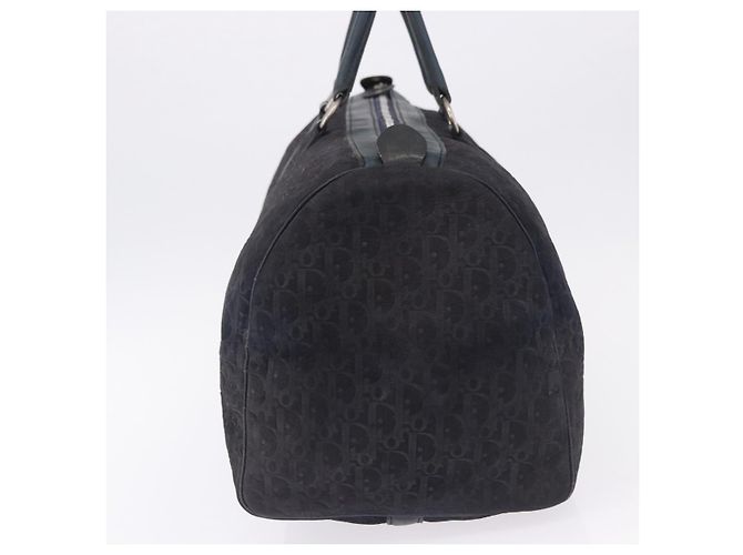 Borsa Boston Christian Dior Trotter Canvas Pelle Navy Silver Auth 192274 Argento Blu navy - vista 3