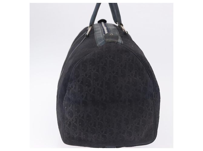 Borsa Boston Christian Dior Trotter Canvas Pelle Navy Silver Auth 192274 Argento Blu navy - vista 4