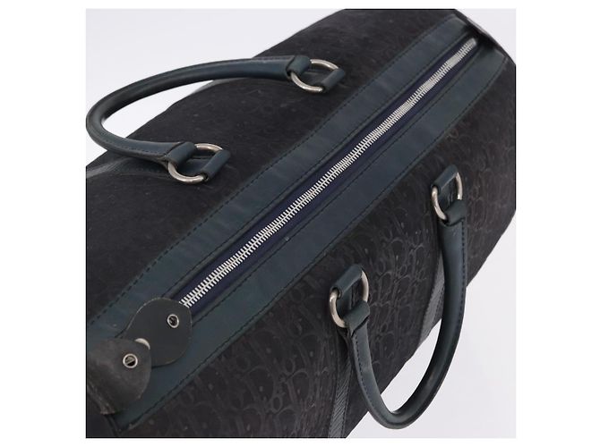 Borsa Boston Christian Dior Trotter Canvas Pelle Navy Silver Auth 192274 Argento Blu navy - vista 6