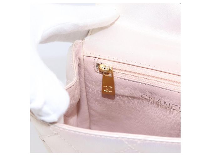 Borsa a mano CHANEL Matelasse in pelle bianca CC Auth 196360M Bianco - vista 20