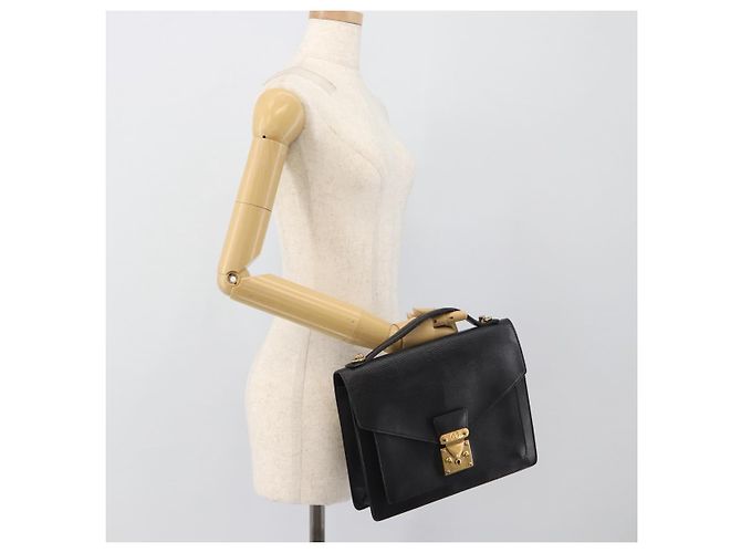 Borsa a mano LOUIS VUITTON Epi Monceau 28 Nero M52122 LV Auth BA14189 - vista 23