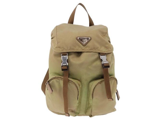 Zaino PRADA Nylon Beige Silver Auth 194982 Argento - vista 13