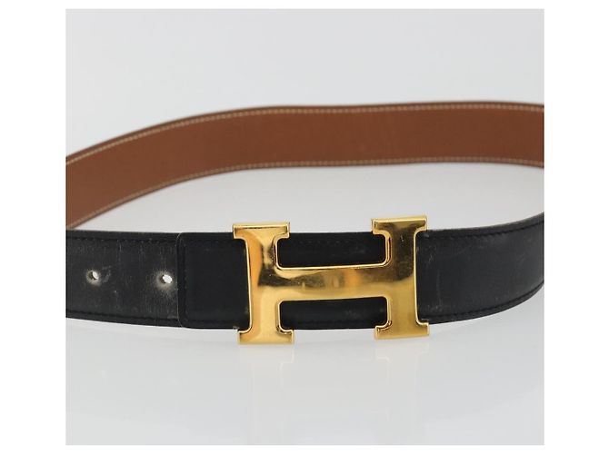 Hermès Cintura HERMES Constance H in pelle 31.9"" Nero Oro Auth 194379 D'oro - vista 5