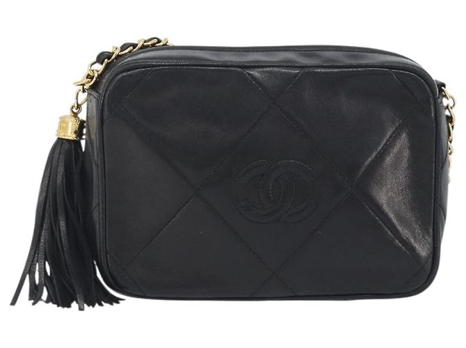 Borsa a spalla CHANEL Matelasse con catena in pelle d'agnello oro nero CC Auth 195961V D'oro - vista 13