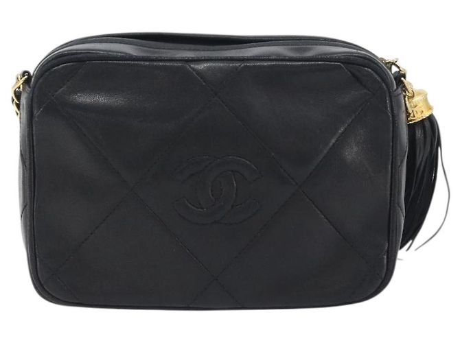Borsa a spalla CHANEL Matelasse con catena in pelle d'agnello oro nero CC Auth 195961V D'oro - vista 2