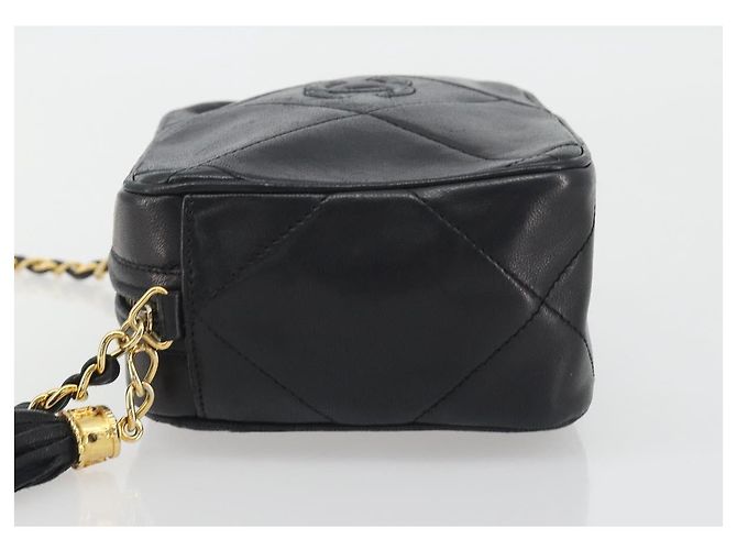 Borsa a spalla CHANEL Matelasse con catena in pelle d'agnello oro nero CC Auth 195961V D'oro - vista 4