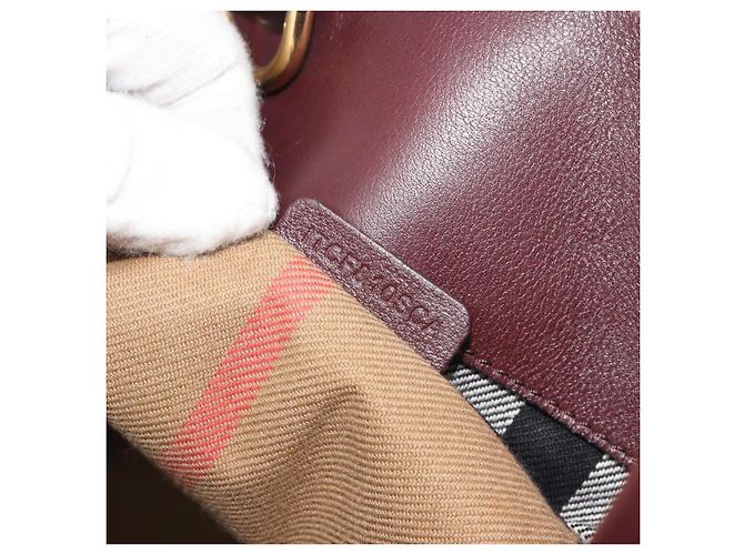 Borsa a tracolla BURBERRY Nova Check Tela Pelle Silver Bordeaux Auth 195068 Argento Bordò - vista 12