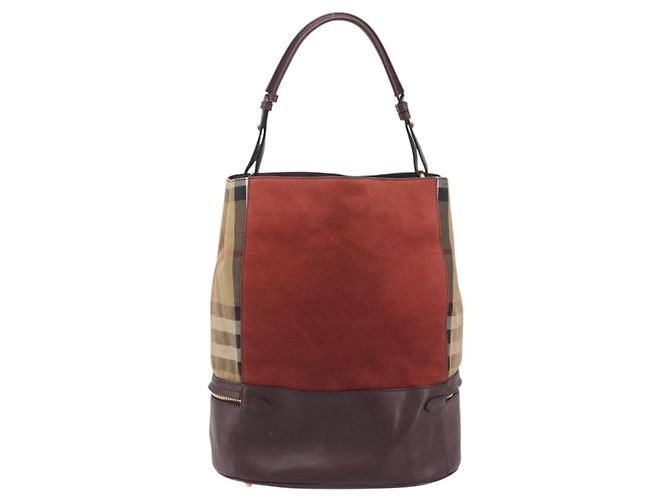 Borsa a tracolla BURBERRY Nova Check Tela Pelle Silver Bordeaux Auth 195068 Argento Bordò - vista 2