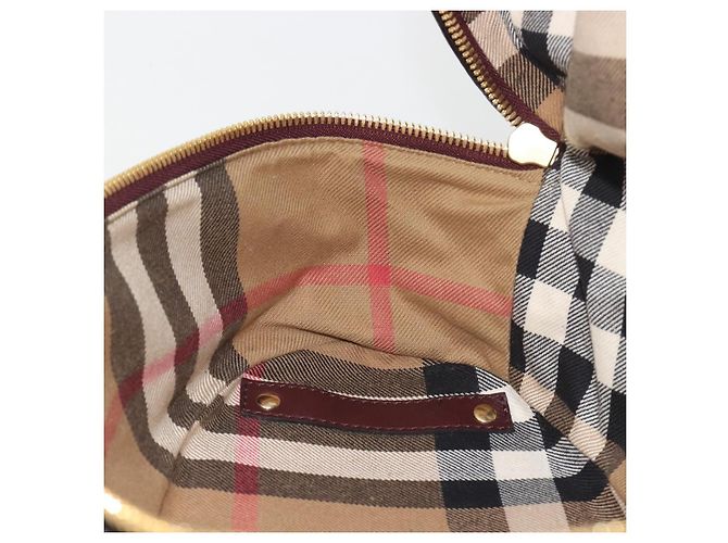Borsa a tracolla BURBERRY Nova Check Tela Pelle Silver Bordeaux Auth 195068 Argento Bordò - vista 25