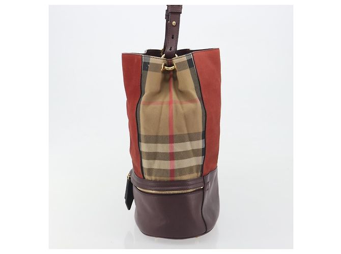 Borsa a tracolla BURBERRY Nova Check Tela Pelle Silver Bordeaux Auth 195068 Argento Bordò - vista 3
