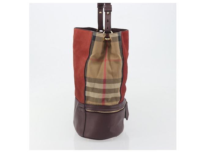 Borsa a tracolla BURBERRY Nova Check Tela Pelle Silver Bordeaux Auth 195068 Argento Bordò - vista 4