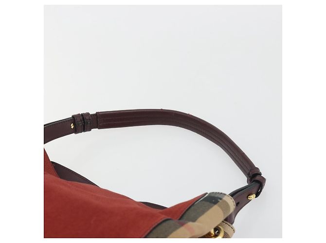 Borsa a tracolla BURBERRY Nova Check Tela Pelle Silver Bordeaux Auth 195068 Argento Bordò - vista 9