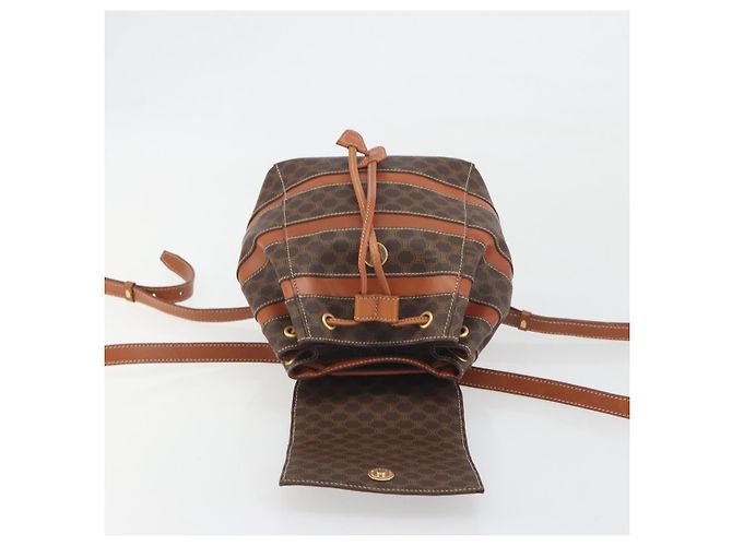 Céline Zaino CELINE Macadam PVC Leather Brown Gold Tone Auth BA14576A Marrone - vista 10