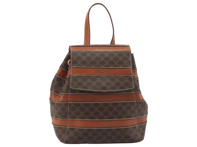 Céline Zaino CELINE Macadam PVC Leather Brown Gold Tone Auth BA14576A Marrone - vista 13