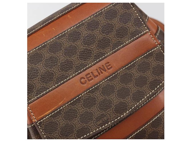 Céline Zaino CELINE Macadam PVC Leather Brown Gold Tone Auth BA14576A Marrone - vista 18