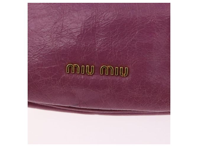Miu Miu Pouch Leather Pink Gold Tone Auth 195447A Rosa - vista 17