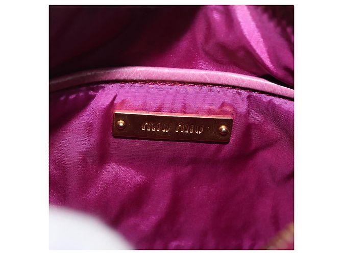 Miu Miu Pouch Leather Pink Gold Tone Auth 195447A Rosa - vista 18