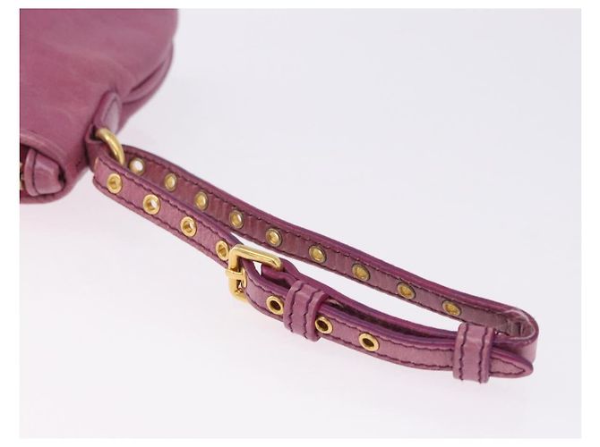Miu Miu Pouch Leather Pink Gold Tone Auth 195447A Rosa - vista 7