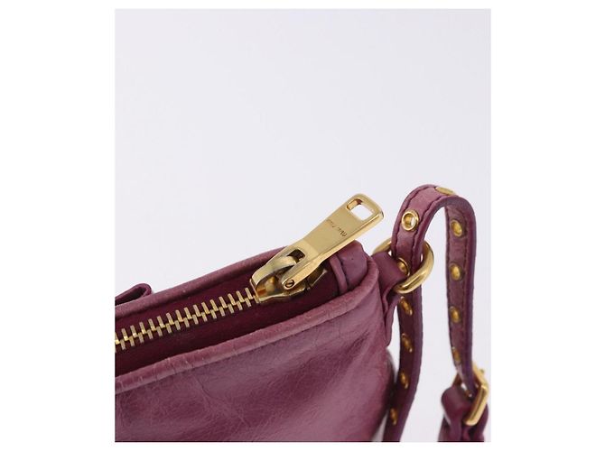 Miu Miu Pouch Leather Pink Gold Tone Auth 195447A Rosa - vista 9