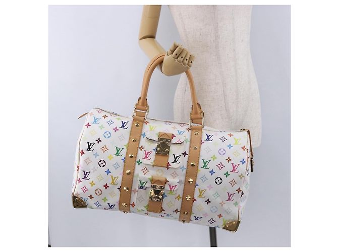 LOUIS VUITTON Monogram Multicolor Keepall 45 Tasche White M92641 LV Auth 195255SM Weiß - Ansicht 28