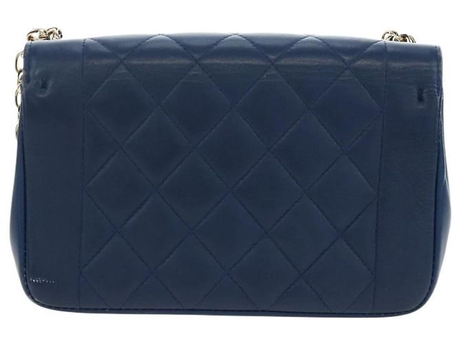 Borsa a tracolla CHANEL Matelasse con catena in pelle d'agnello blu e oro CC Auth 196001M D'oro - vista 2
