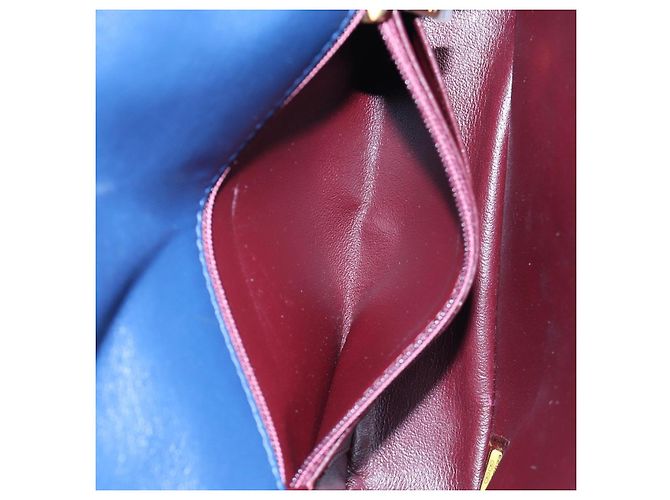 Borsa a tracolla CHANEL Matelasse con catena in pelle d'agnello blu e oro CC Auth 196001M D'oro - vista 27
