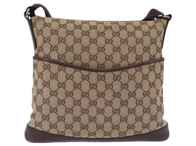 Borsa a tracolla GUCCI GG Canvas Beige Silver 145857 Auth ka5634 Argento - vista 13