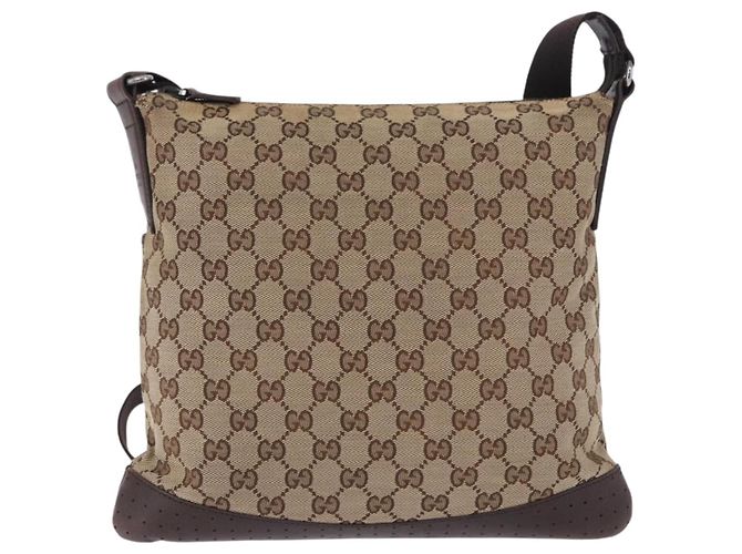 Borsa a tracolla GUCCI GG Canvas Beige Silver 145857 Auth ka5634 Argento - vista 2