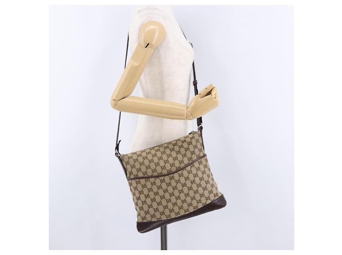 Borsa a tracolla GUCCI GG Canvas Beige Silver 145857 Auth ka5634 Argento - vista 23