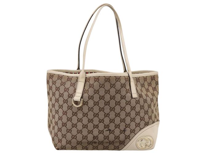 Borsa Tote GUCCI GG Canvas Abbey Beige Tono Oro 169946 Auth BA14841 - vista 13
