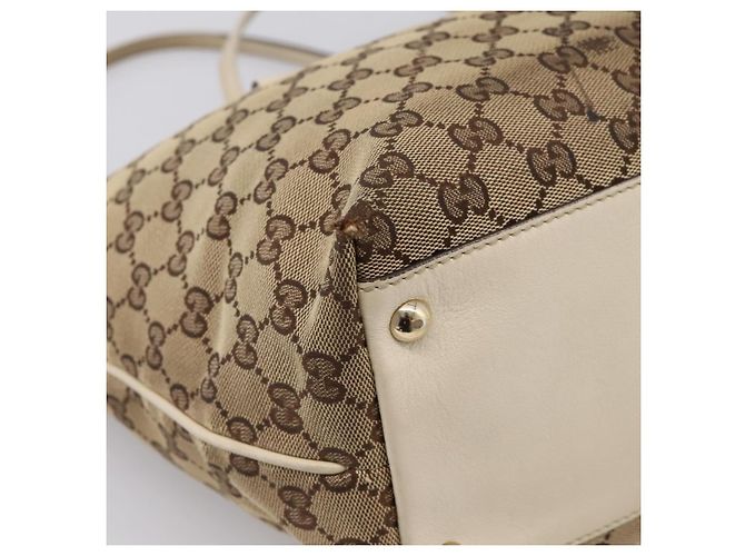 Borsa Tote GUCCI GG Canvas Abbey Beige Tono Oro 169946 Auth BA14841 - vista 14
