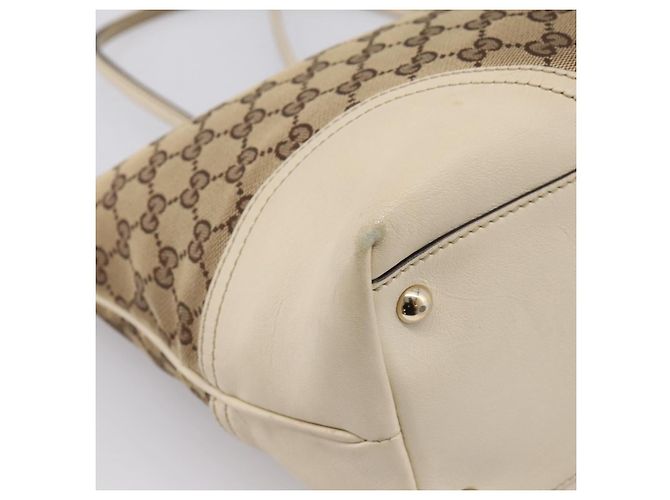 Borsa Tote GUCCI GG Canvas Abbey Beige Tono Oro 169946 Auth BA14841 - vista 16