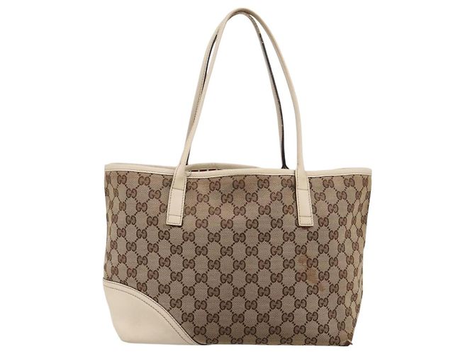 Borsa Tote GUCCI GG Canvas Abbey Beige Tono Oro 169946 Auth BA14841 - vista 2