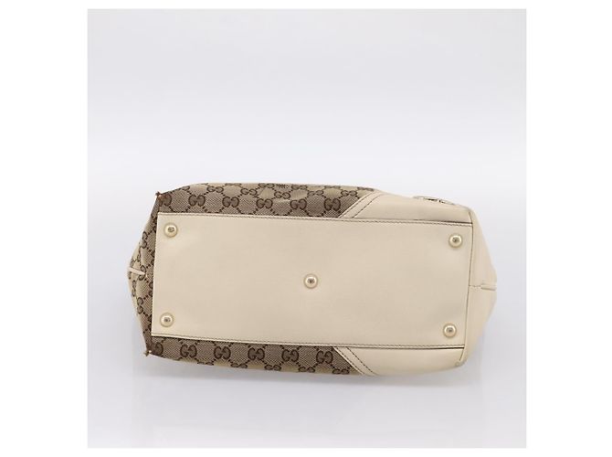Borsa Tote GUCCI GG Canvas Abbey Beige Tono Oro 169946 Auth BA14841 - vista 5