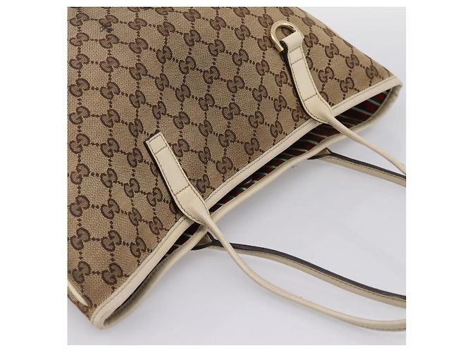 Borsa Tote GUCCI GG Canvas Abbey Beige Tono Oro 169946 Auth BA14841 - vista 6