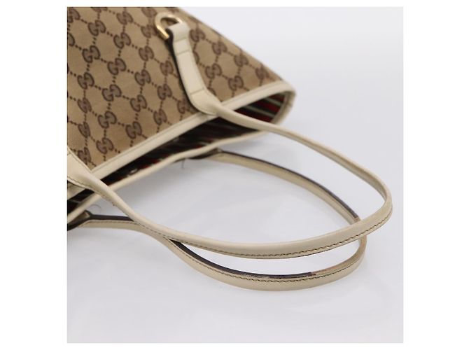 Borsa Tote GUCCI GG Canvas Abbey Beige Tono Oro 169946 Auth BA14841 - vista 7