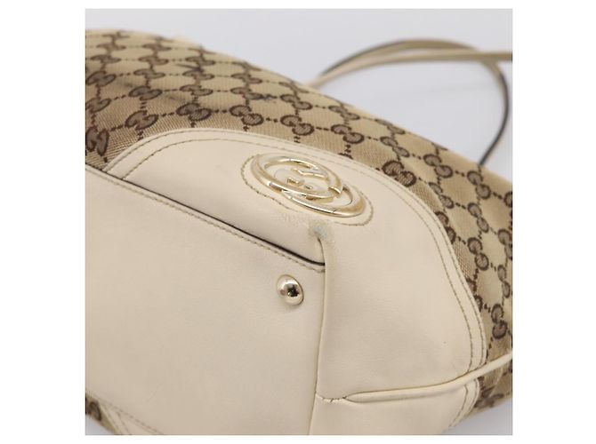Borsa Tote GUCCI GG Canvas Abbey Beige Tono Oro 169946 Auth BA14841 - vista 9