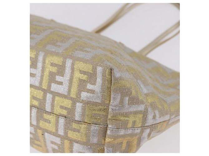Saco Tote FENDI Zucca Canvas Gold Auth 196293A Dourado - vista 15