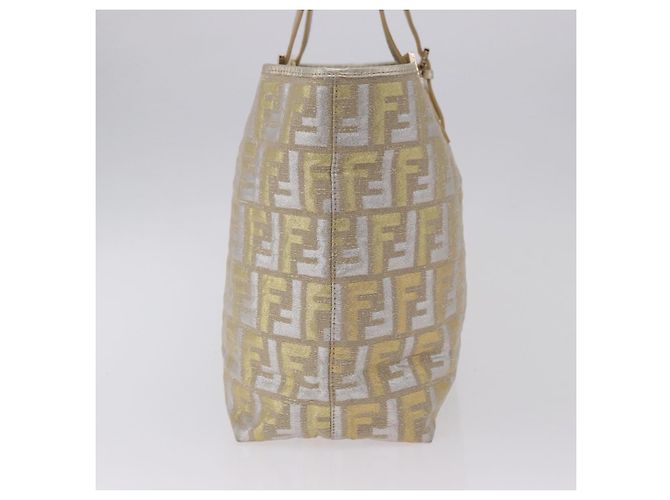Saco Tote FENDI Zucca Canvas Gold Auth 196293A Dourado - vista 3