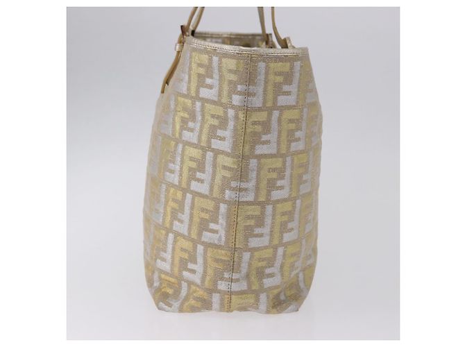 Saco Tote FENDI Zucca Canvas Gold Auth 196293A Dourado - vista 4