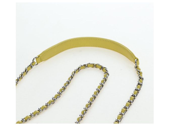 Borsa a tracolla CHANEL Matelasse 20 in pelle gialla con catena e CC argento Auth 195108M Giallo - vista 14