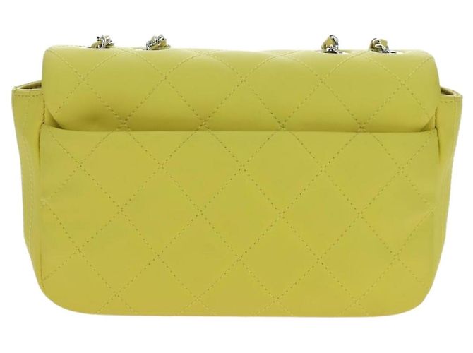 Borsa a tracolla CHANEL Matelasse 20 in pelle gialla con catena e CC argento Auth 195108M Giallo - vista 2