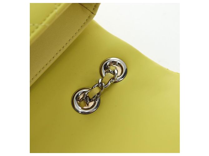 Borsa a tracolla CHANEL Matelasse 20 in pelle gialla con catena e CC argento Auth 195108M Giallo - vista 22
