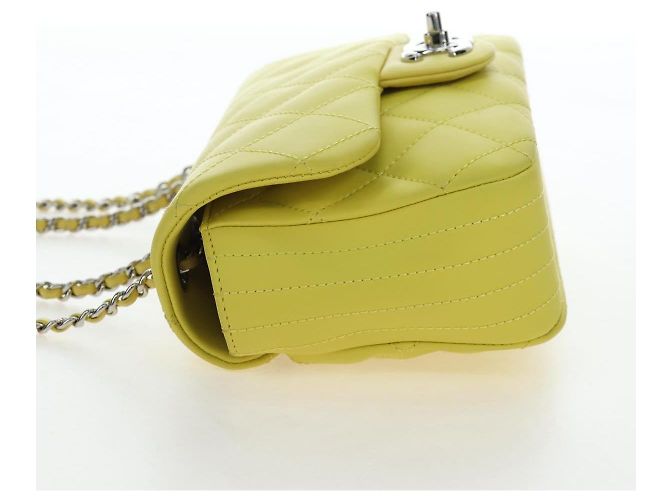 Borsa a tracolla CHANEL Matelasse 20 in pelle gialla con catena e CC argento Auth 195108M Giallo - vista 3