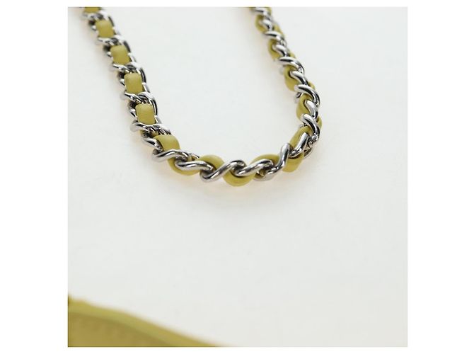 Borsa a tracolla CHANEL Matelasse 20 in pelle gialla con catena e CC argento Auth 195108M Giallo - vista 9
