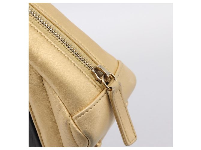 Borsa a tracolla con catena CHANEL V Stitch in pelle d'agnello Beige Gold CC Auth ka5675V D'oro - vista 9