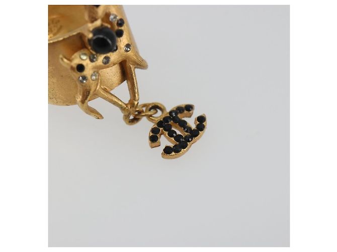 Anello CHANEL Motif Bambi Metallo Tono Oro Nero CC Auth bs36552 - vista 6